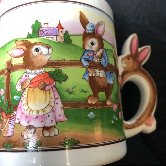 Vintage Country Rabbit Mug with Cute Handle - Made in Japan - Picture 2 of 15